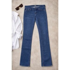 7 For All Mankind Straight Leg Low Rise Blue Jeans 29 Stretch Denim Western